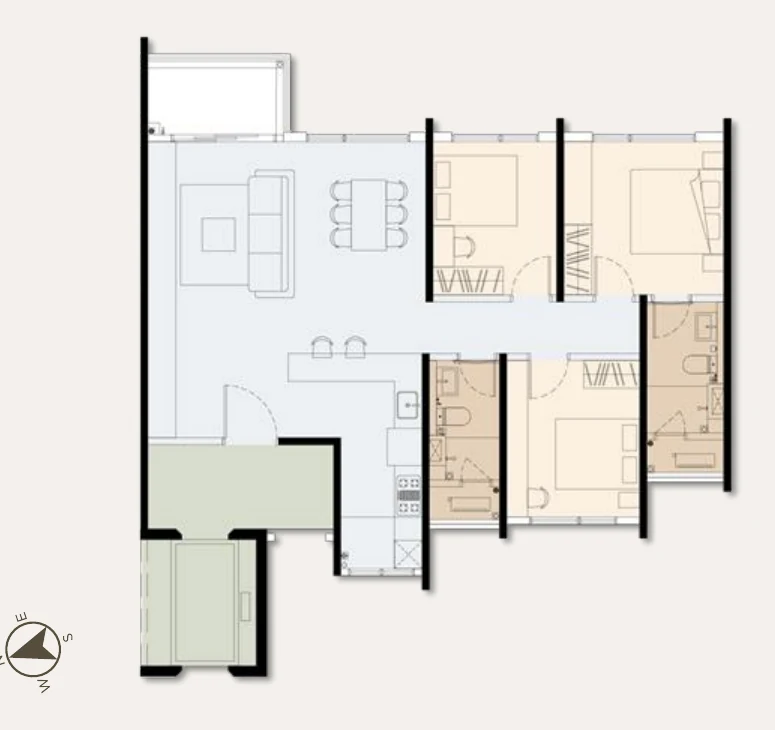 Type C, 1,165 sq ft